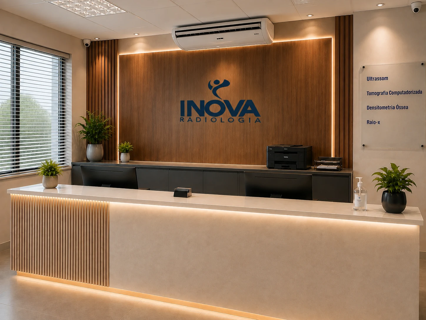 Recepção e área de espera da Inova Radiologia